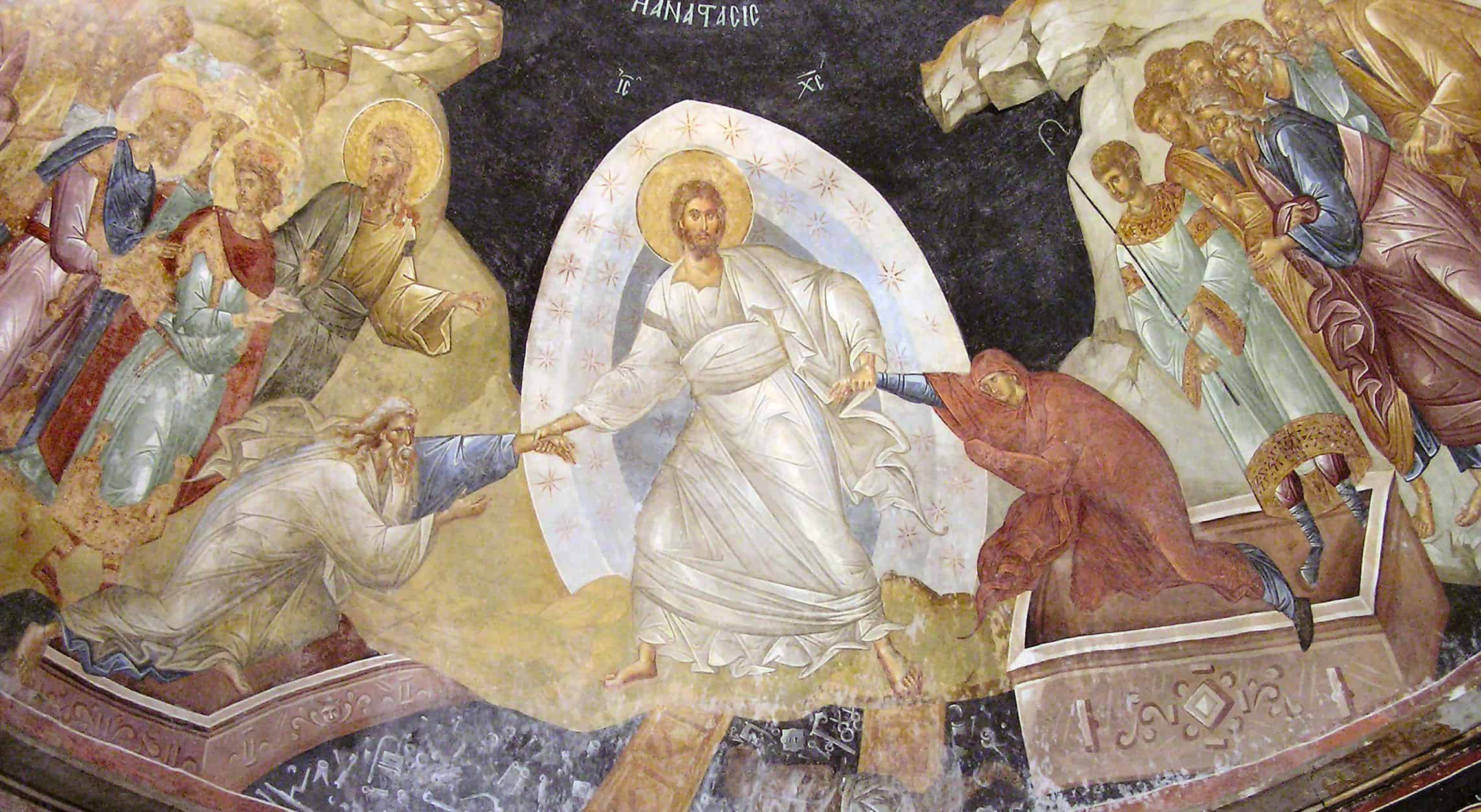 Anastasis fresco showing Christ grasping Adam and Eve from the pangs of death!